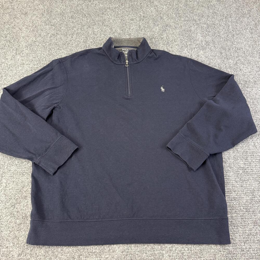 Polo Ralph Lauren Sweater Mens 2XL Blue 1/4 Zip Pullover Mock Performance Fleece